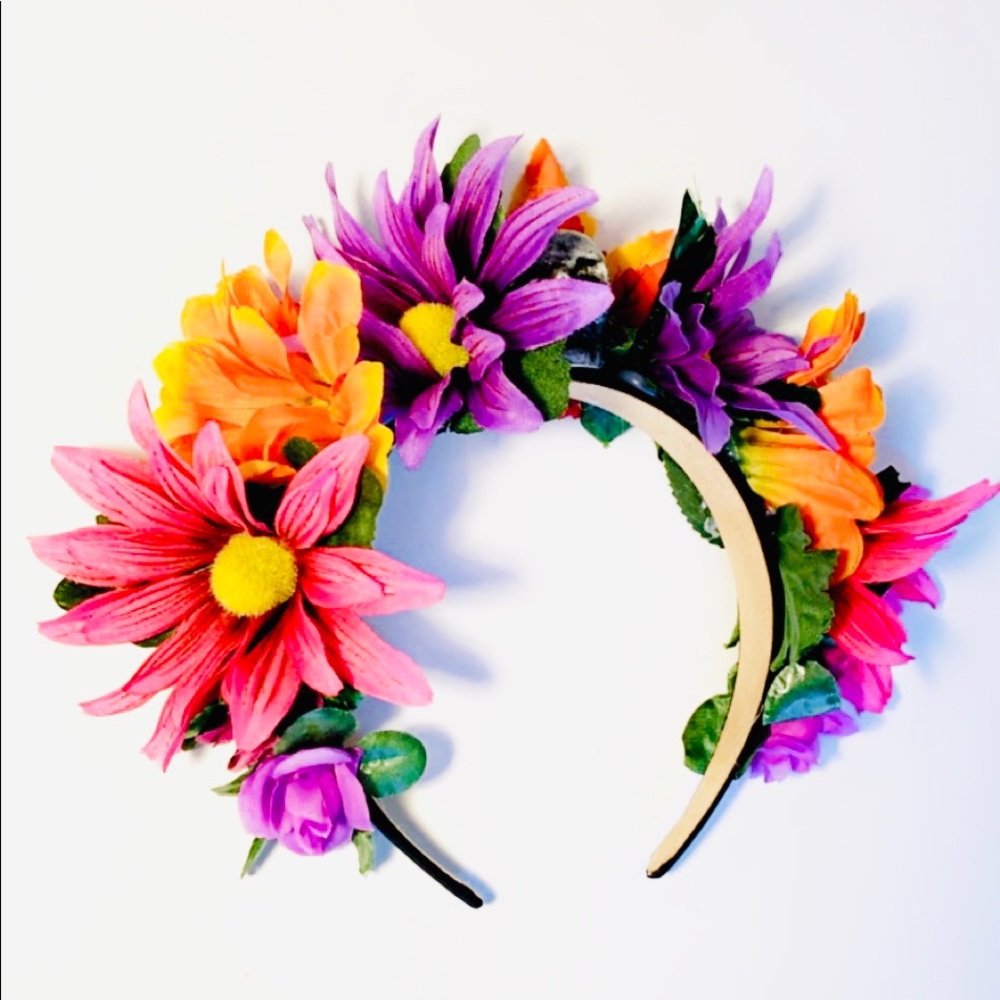 Bridal Till Death Do Us Part Flower Crown Handmade Skull Flower Crown - Picture 8 of 9